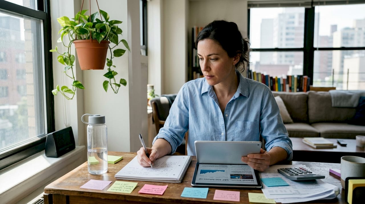 Woman preparing for trading session