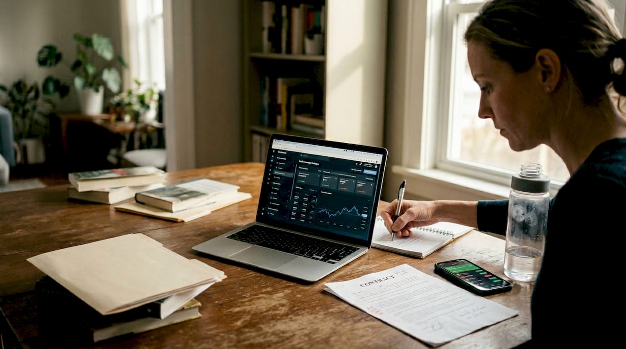 Trader adjusting multi-account automation at home