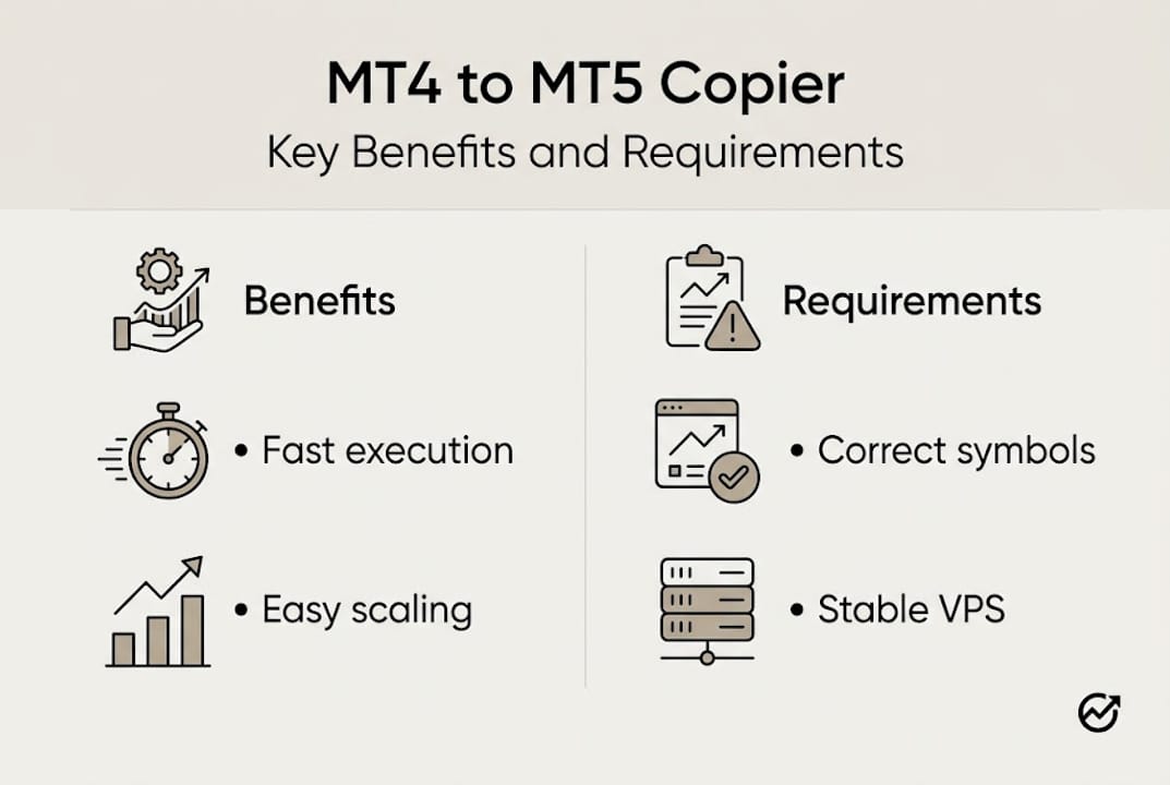 Infographic comparing copier benefits and requirements