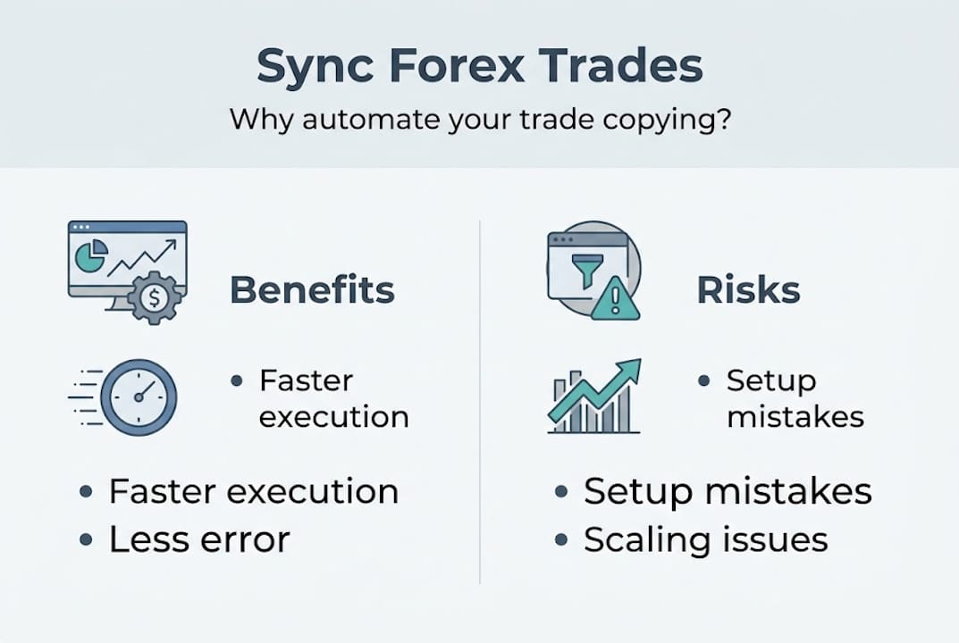 Infographic on forex trade sync benefits and risks