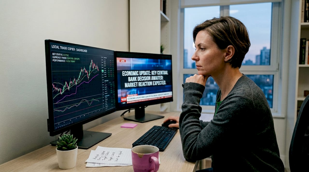 Woman manages trading bots at home office