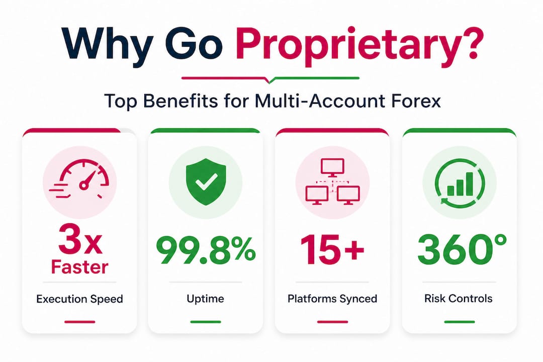Infographic of top proprietary forex solution benefits