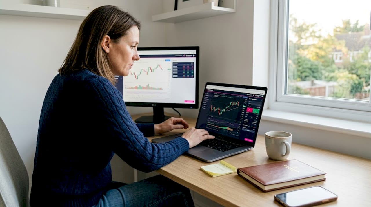 Trading manager reviewing automated accounts