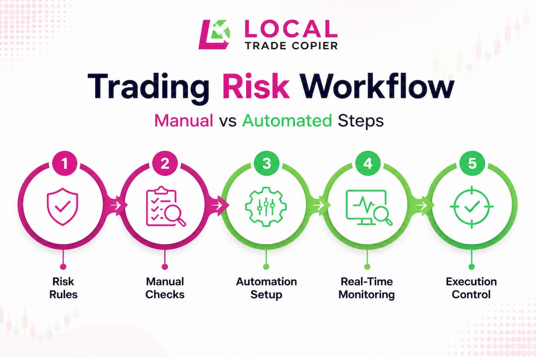 Vertical workflow comparing manual and automated steps