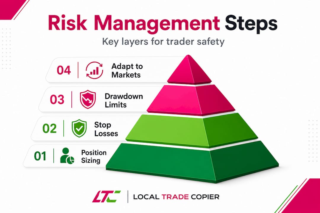 Infographic showing core risk management steps pyramid
