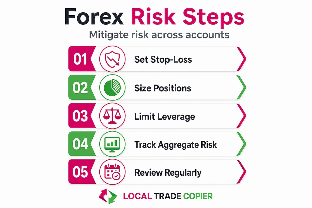 Infographic summarizing risk mitigation steps for forex