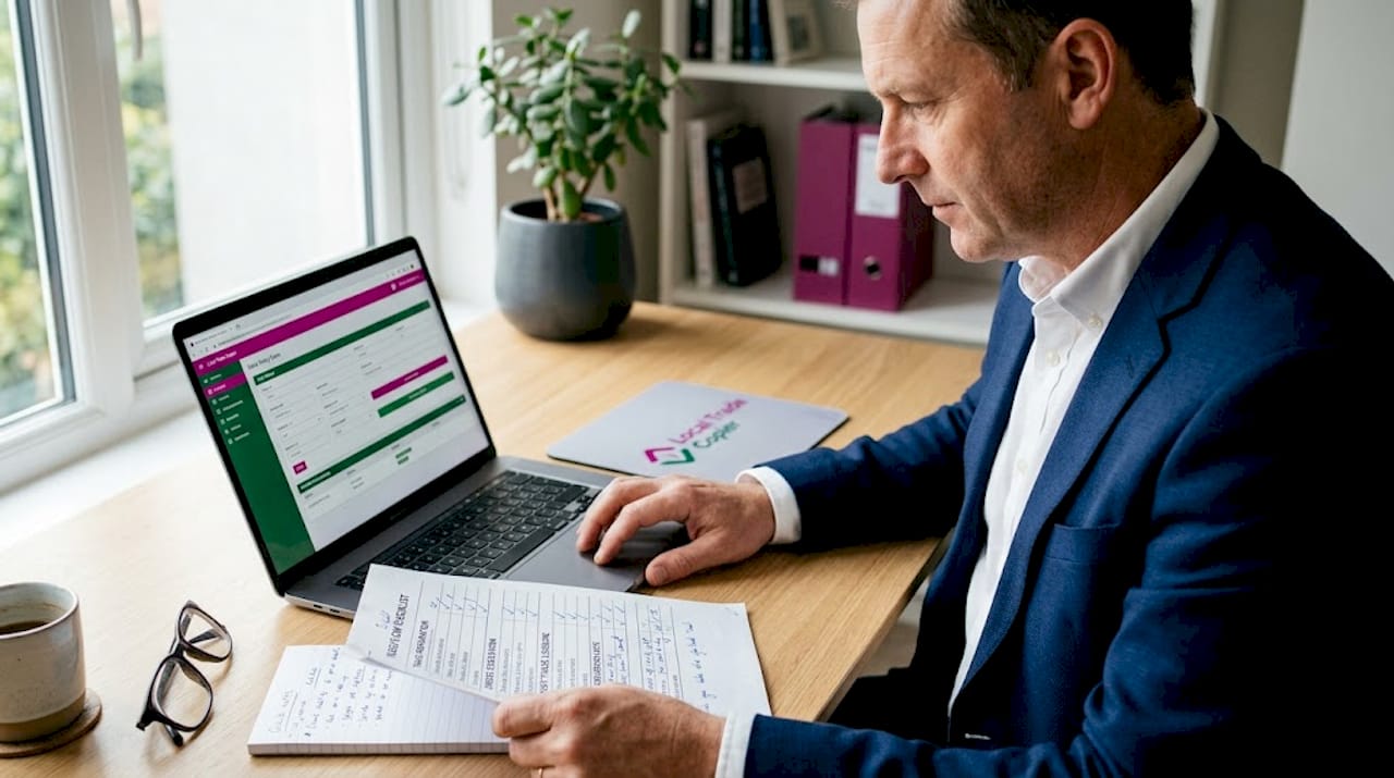 Man entering data into forex workflow system