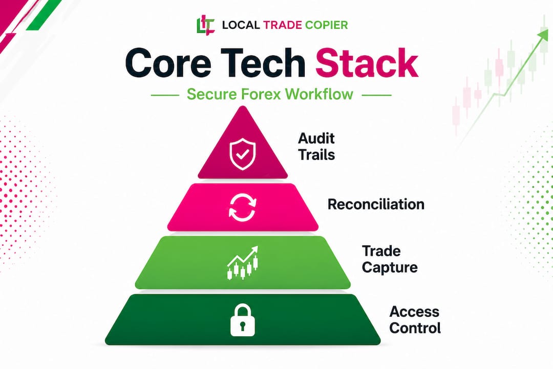 Pyramid diagram showing secure forex tech stack