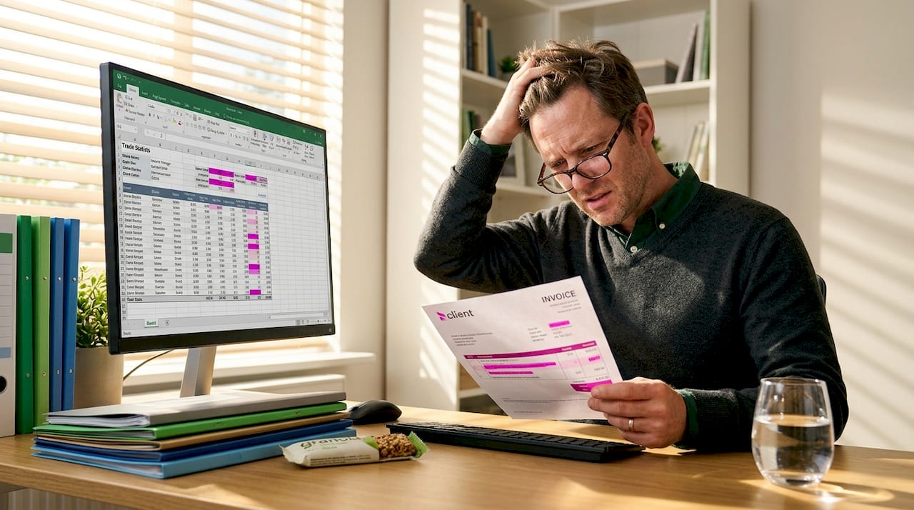 Account manager checks client invoice errors