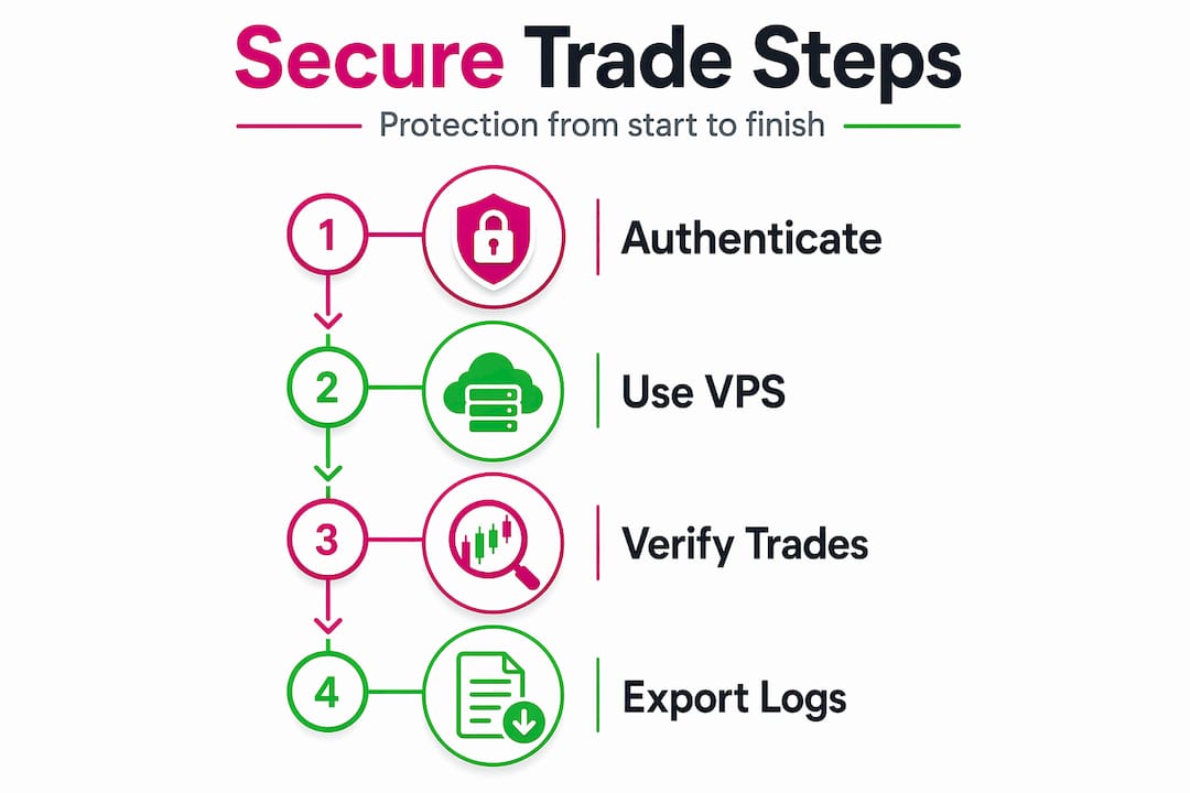 Infographic of secure trade sharing four step flow