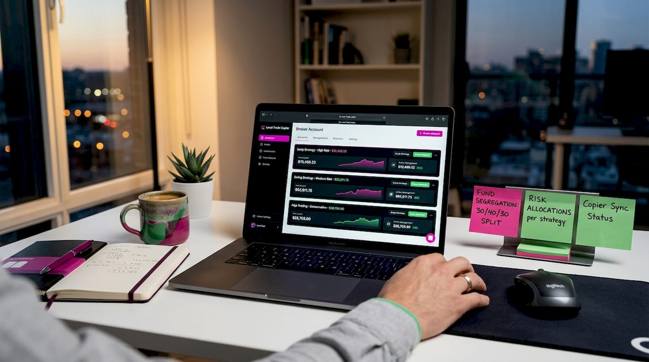 Trader using broker software for account organization