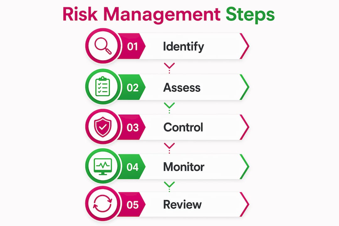 Infographic illustrating risk management steps