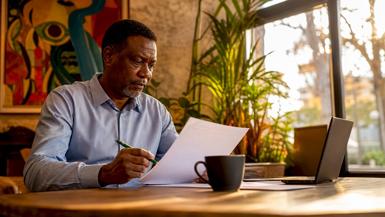 Trader writing on daily market plan document
