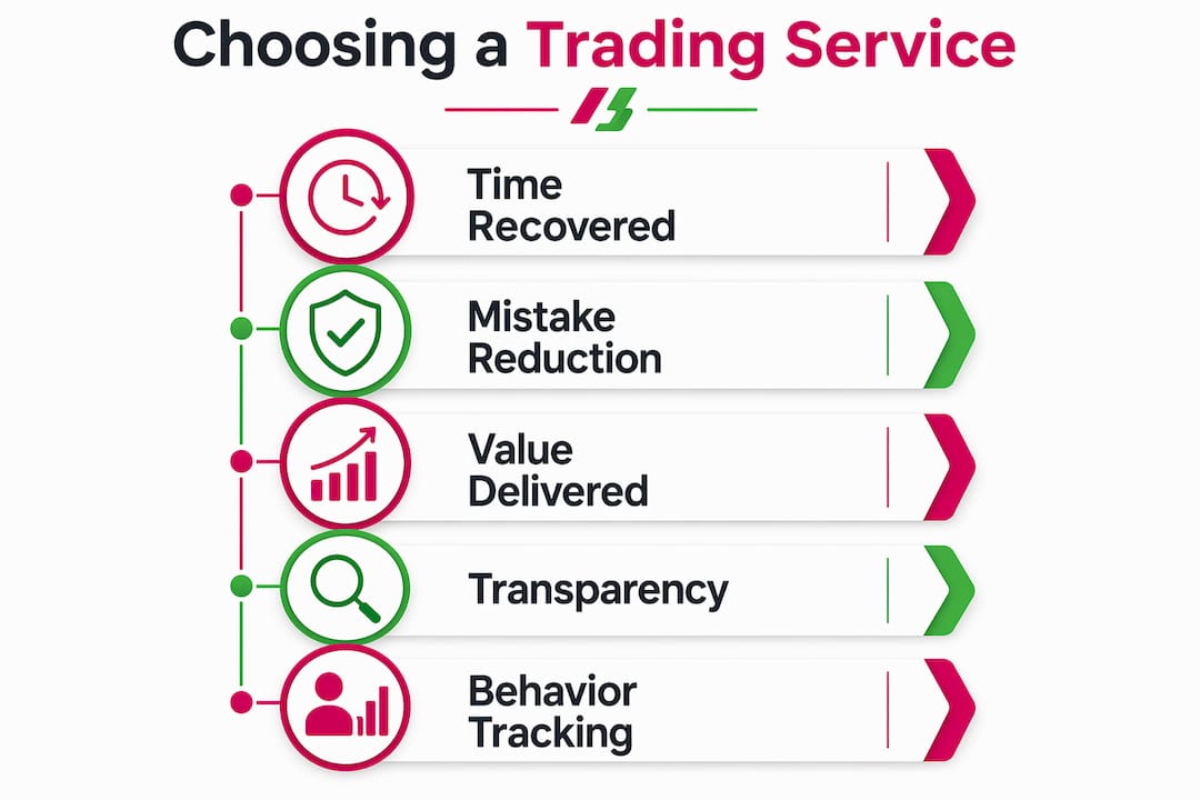 Infographic outlining steps to choose subscription trading service