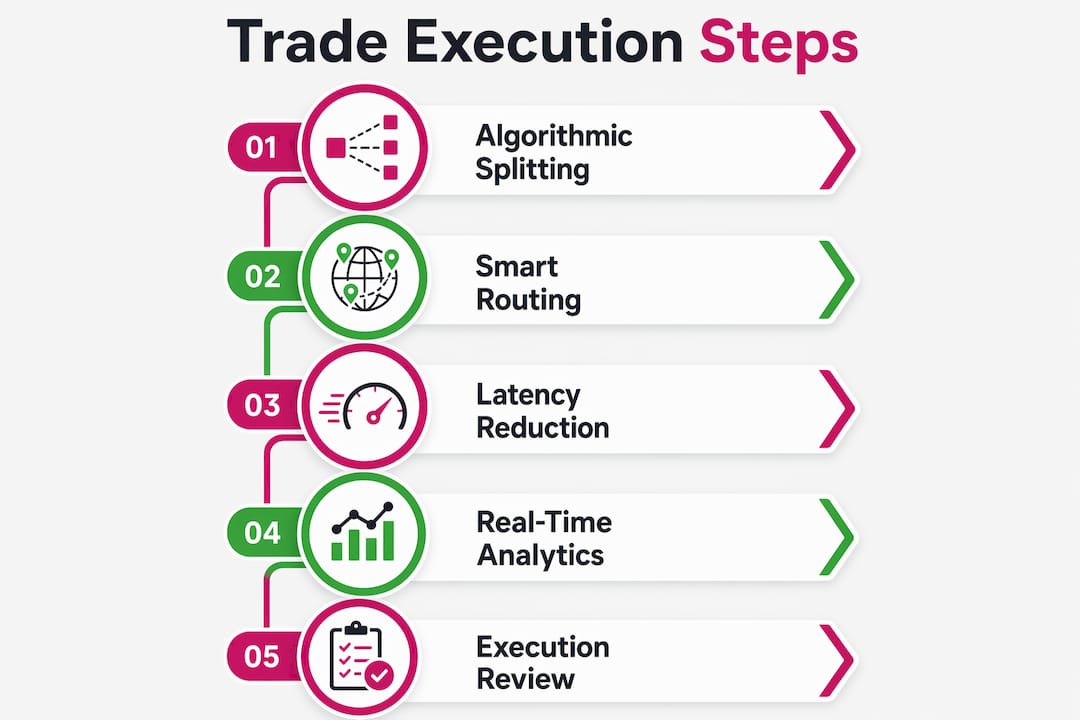 Infographic illustrating trade execution process steps
