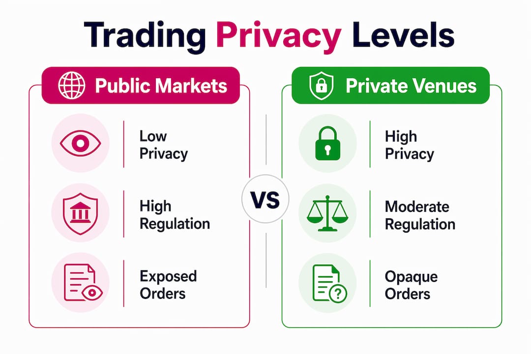 Infographic comparing trading privacy levels