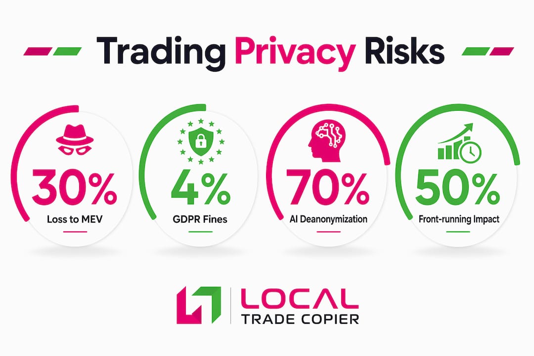 Infographic illustrating key trading privacy risks