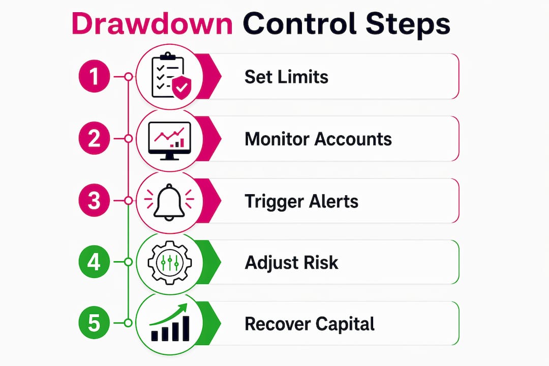 Infographic showing step-by-step drawdown control process