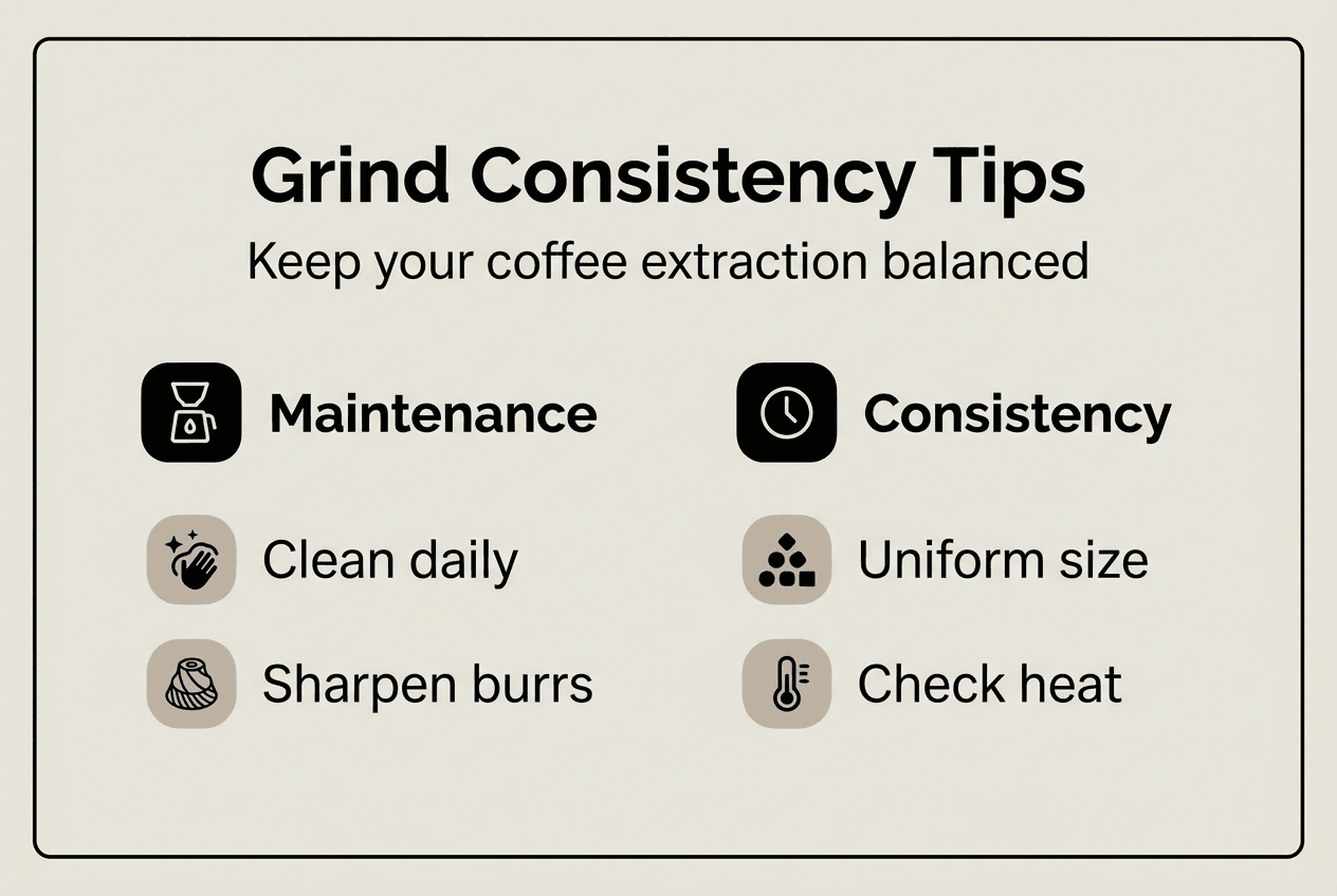 Infographic about coffee grind consistency and tips