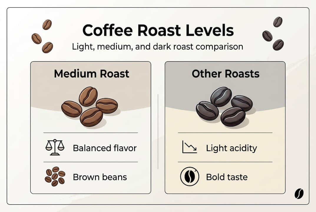 Infographic comparing coffee roast levels