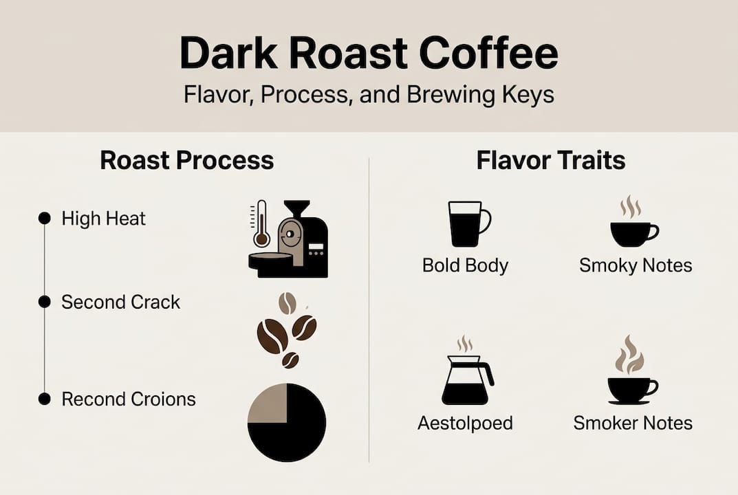 Infographic overview of dark roast coffee basics