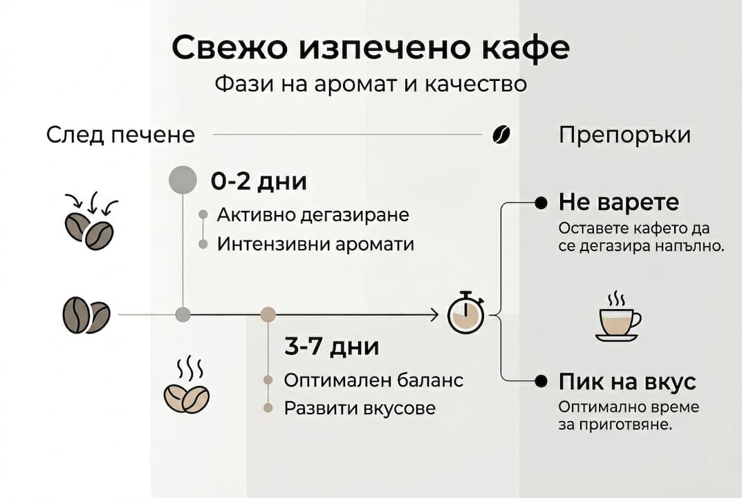 Инфографика с лесни стъпки за приготвяне на ароматно прясно кафе