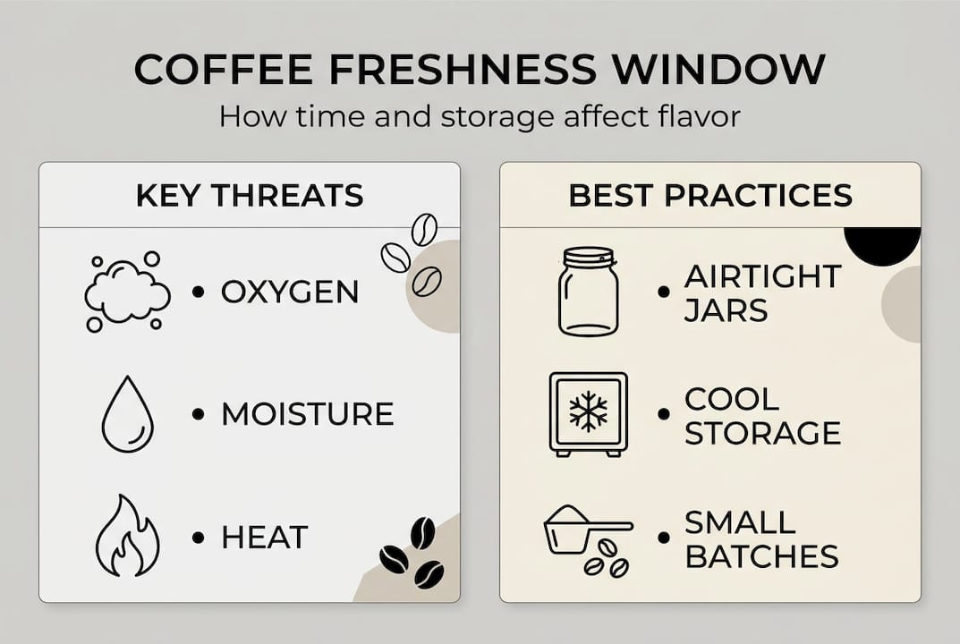 Infographic explains coffee freshness window and threats