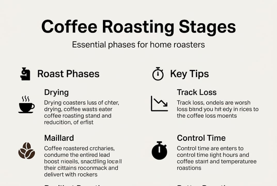 Infographic outlining coffee roasting phases and tips