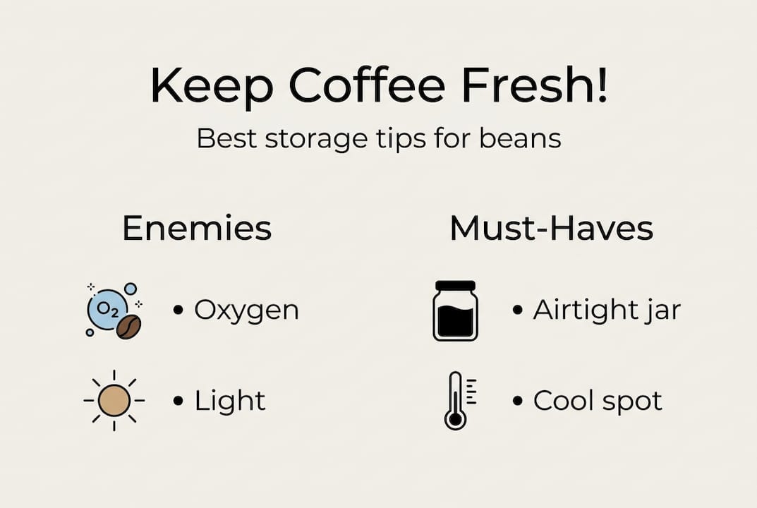Infographic showing coffee bean storage tips