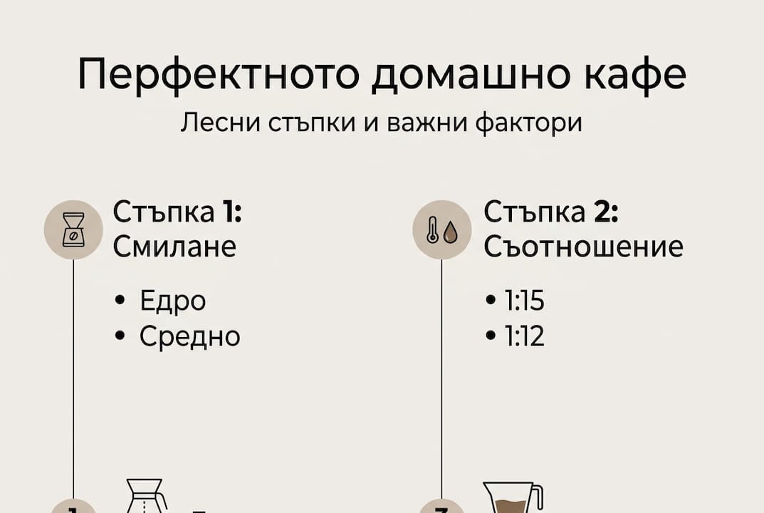 Инфографика: Как да си приготвим перфектното кафе – стъпка по стъпка