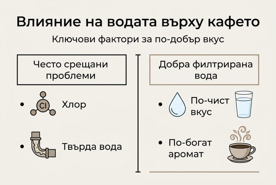 Инфографика: Как качеството на водата променя вкуса на кафето