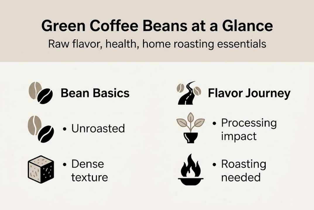 Infographic summarizing green coffee beans basics