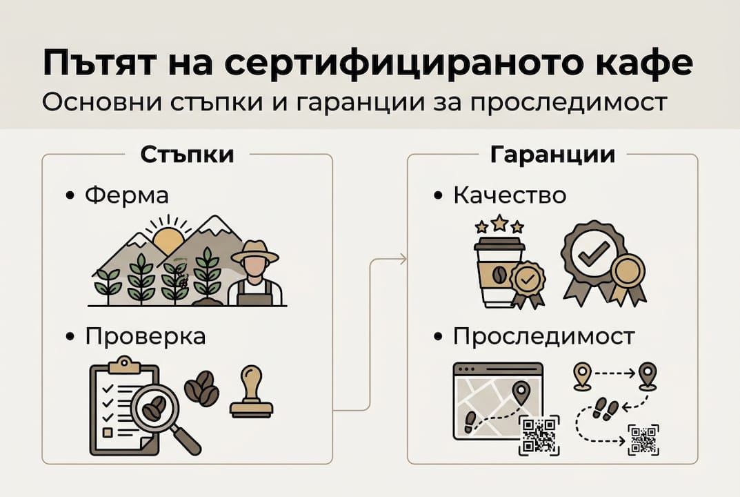 Инфографика: Пътят на сертифицираното кафе – всичко, което трябва да знаете
