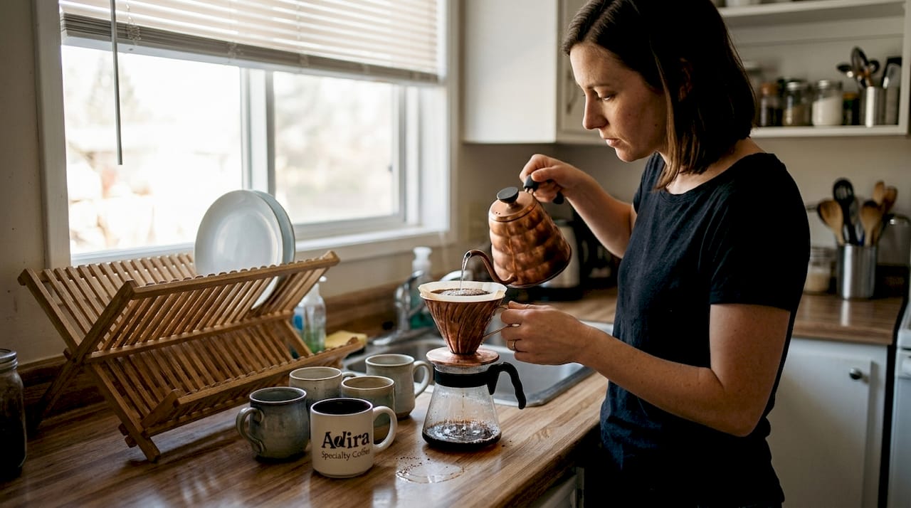 Making pour-over coffee with specialty beans