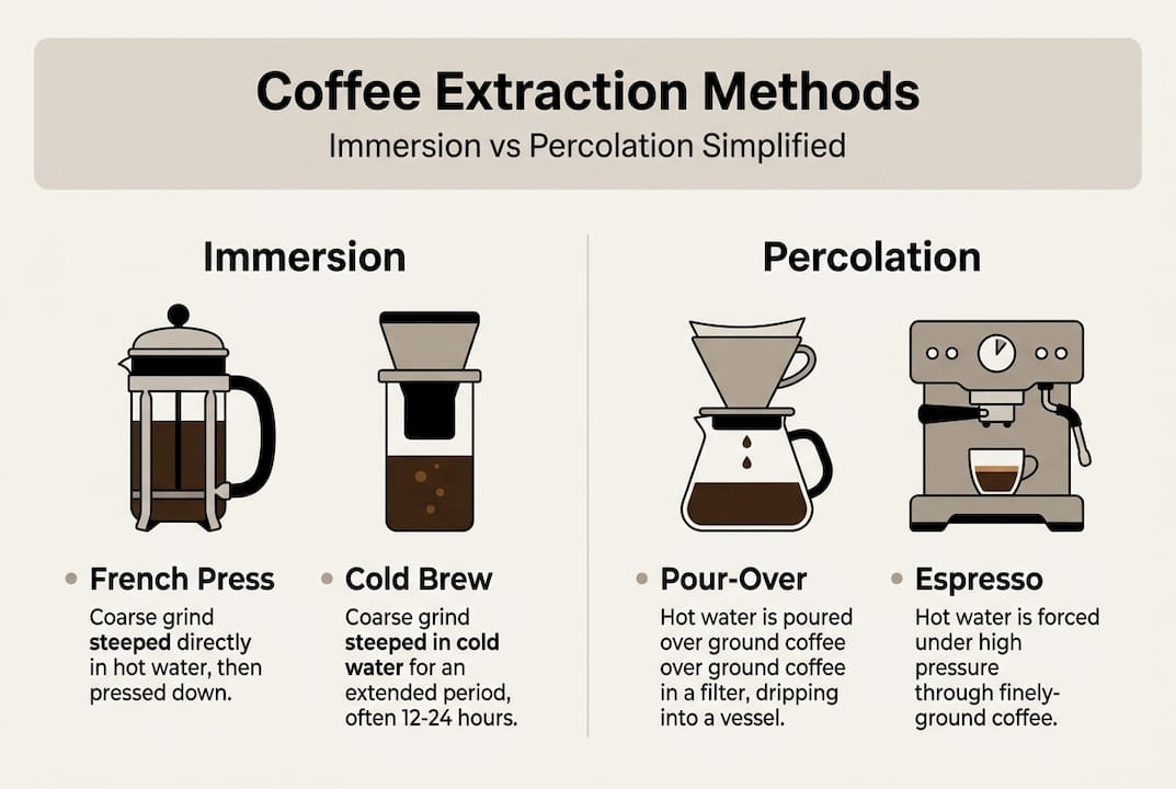 Infographic comparing coffee extraction methods