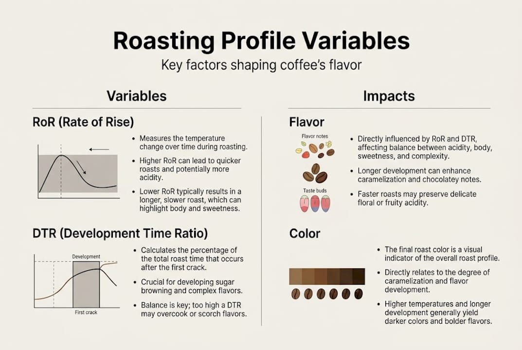 Infographic coffee roasting variables and impacts