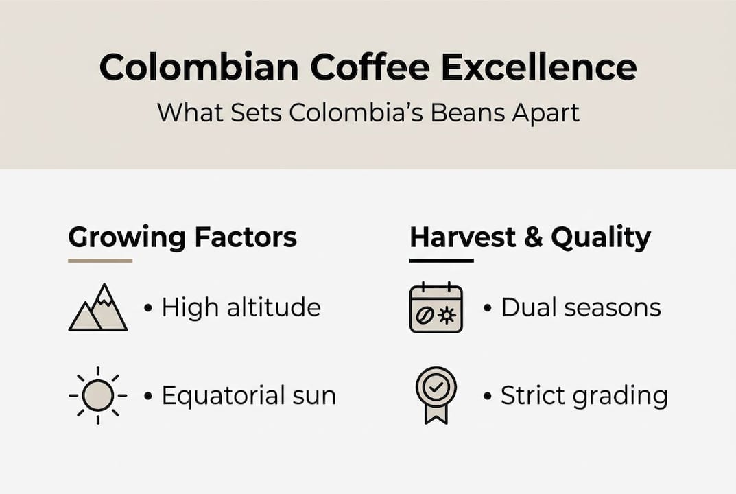 Infographic showing Colombian coffee quality factors