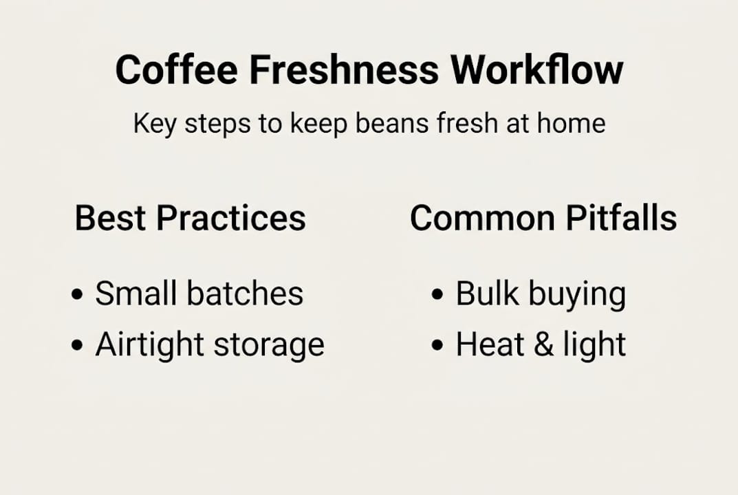 Infographic showing coffee freshness workflow steps