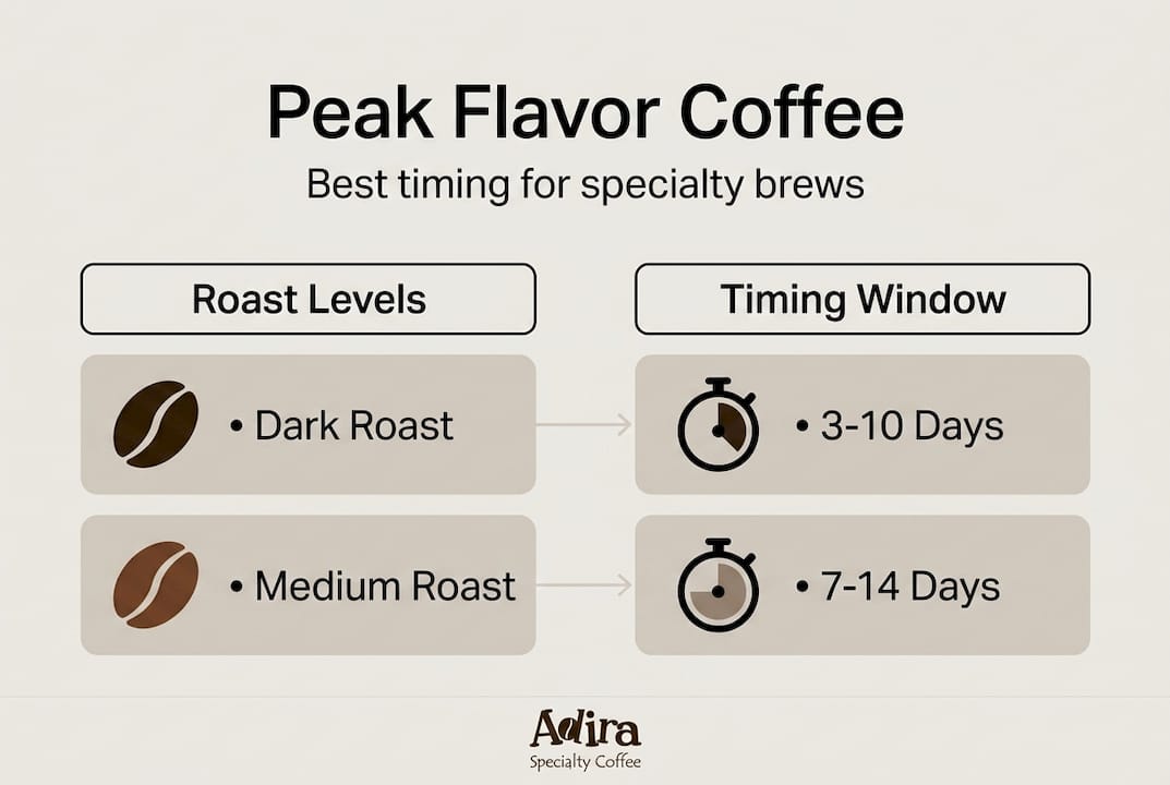 Infographic showing coffee peak flavor window