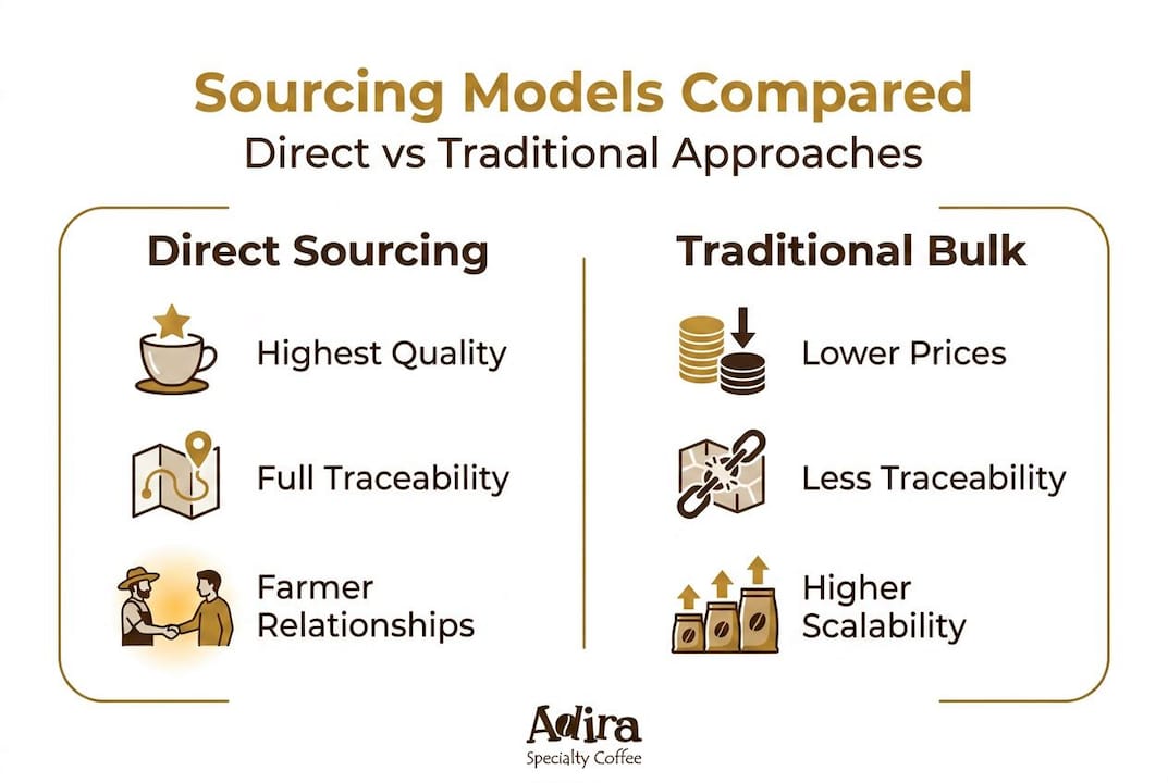 Infographic comparing direct and traditional coffee sourcing