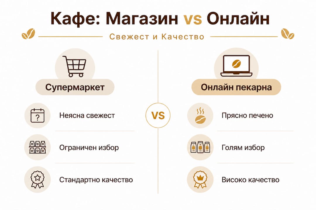 Инфографика: Сравнение между кафето от супермаркета и специалното кафе, което може да се поръча онлайн