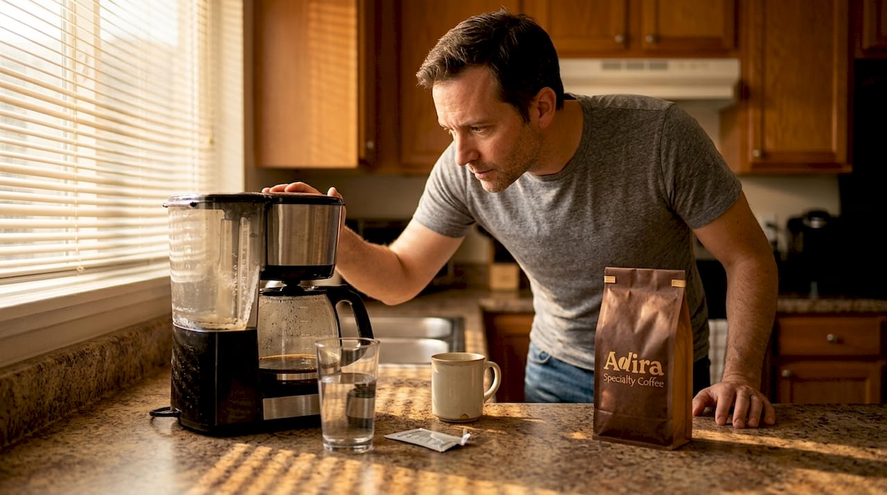 Inspecting coffee maker for water scale deposits