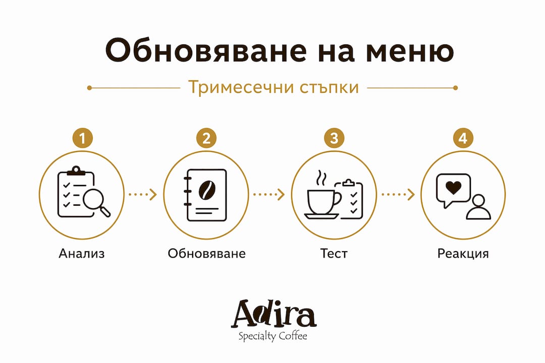 Инфографика: стъпки за освежаване на менюто с кафе