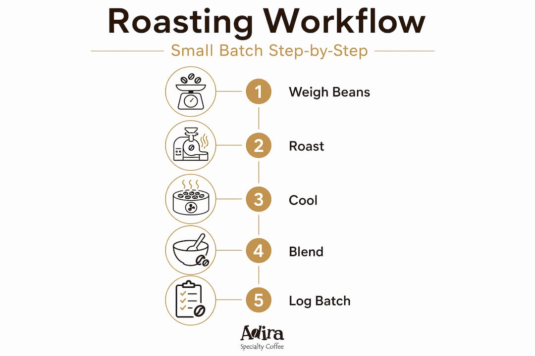 Infographic small batch roasting workflow steps
