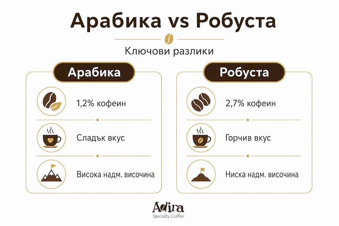 Инфографика: основни разлики между кафето арабика и робуста