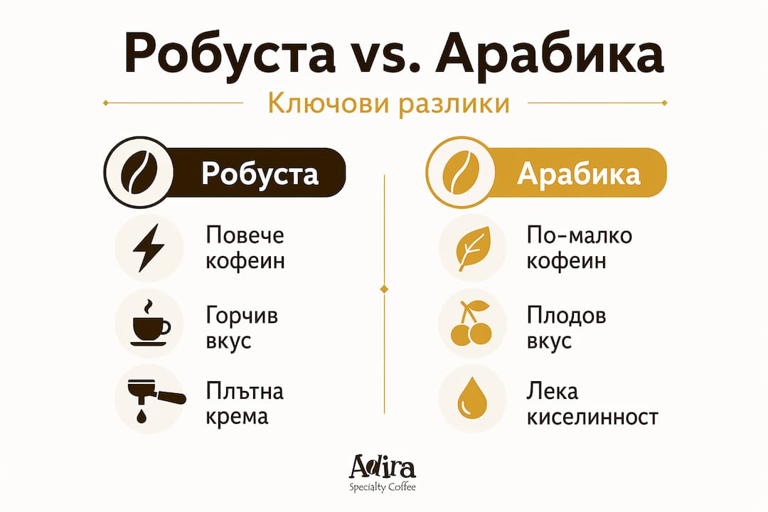 Инфографика: Какви са разликите между кафе Робуста и кафе Арабика