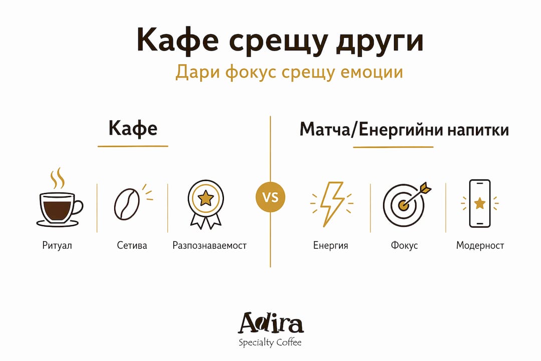Инфографика: сравнение между кафето и други популярни напитки