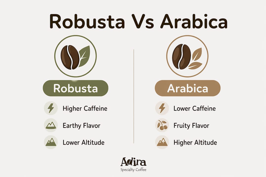 Infographic comparing robusta and arabica coffee