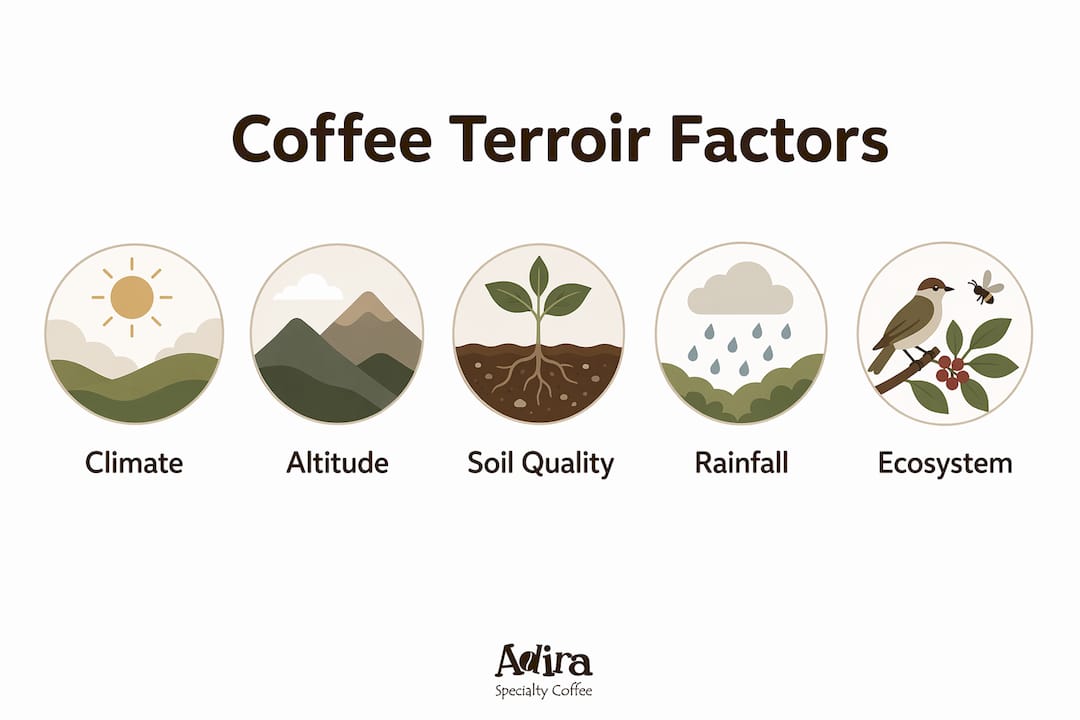Infographic displaying key coffee terroir factors