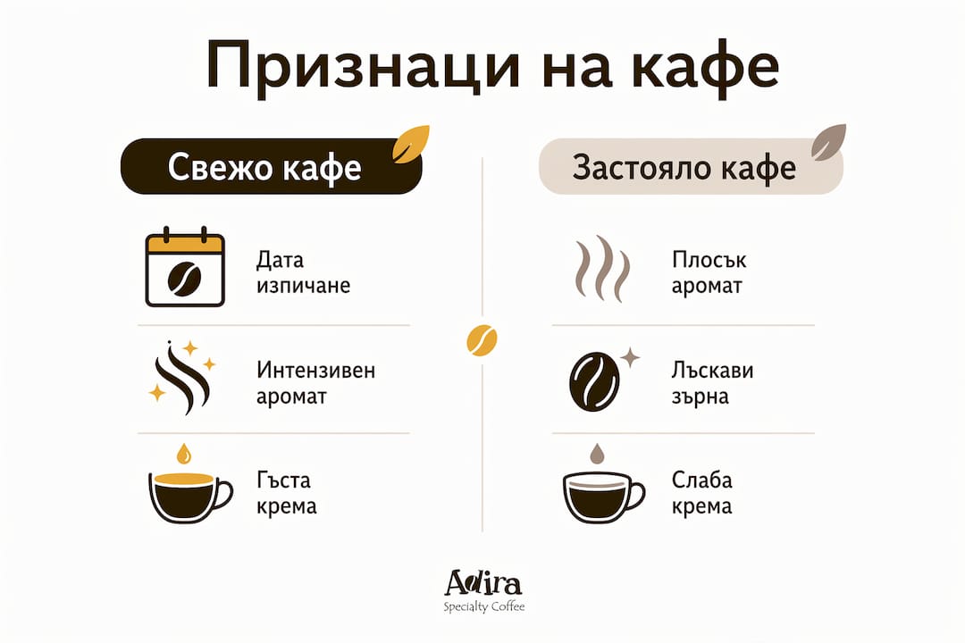 Инфографика: Как да разпознаем прясното от старото кафе